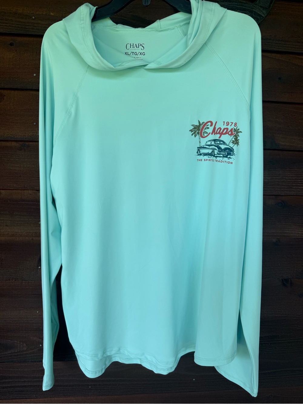 Chaps Mint Green Hooded Long Sleeve Tee with Graphic